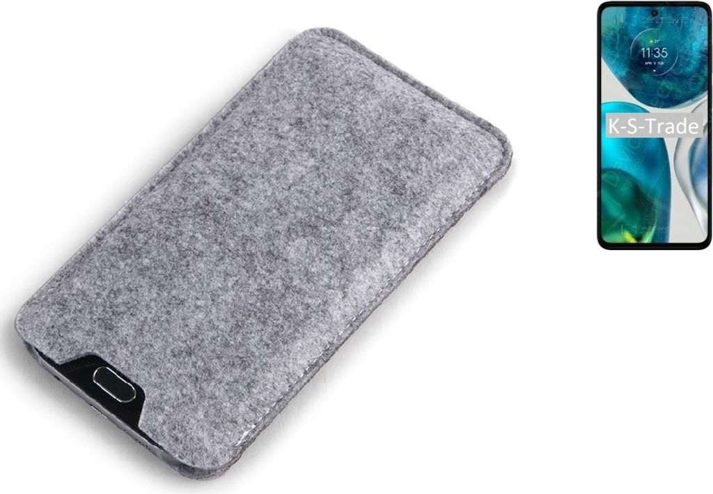 K-S-Trade Filz Handyhülle kompatibel mit Motorola Moto G52 Schutzhülle Filztasche Filz Tasche Case Sleeve Handy Hülle Filzhülle grau