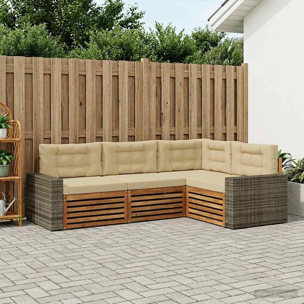 Möbel Outdoor-Sofagarnitur 4 pcs Natur und BeigeGartensofas - Gartensofas c1247