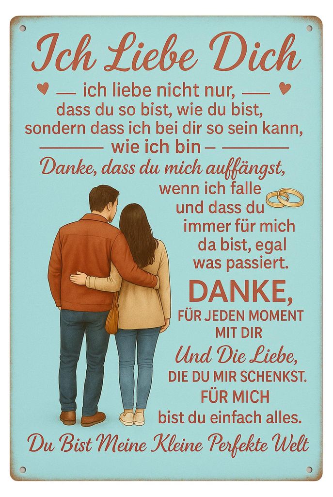 Blechschild AstraDesign 20x30 cm „Ich liebe dich“ – Produktbild 