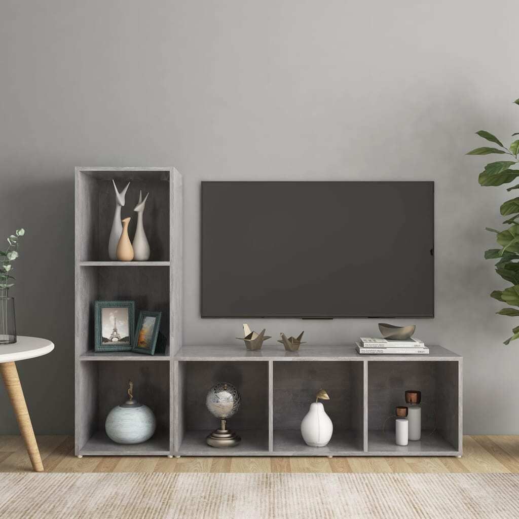 Maison Exclusive - TV-Schränke 2 Stk. Betongrau 107x35x37 cm Holzwerkstoff