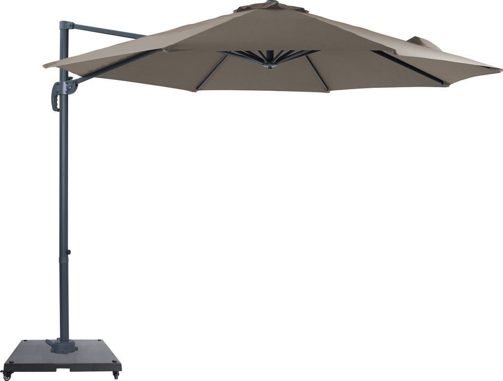 AXI Marisol Ampelschirm Rund Ø 300 cm in Anthrazit/Taupe, Komplettset | Runder Sonnenschirm für Garten / Terrasse mit Aluminium Rahmen | inkl.