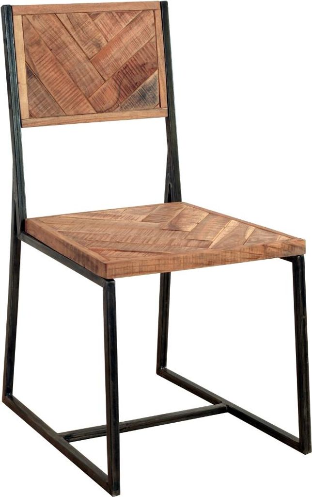PARQUET Esszimmerstuhl 45×45×90 cm – Akazie/ Eisen, Fischgrätmuster