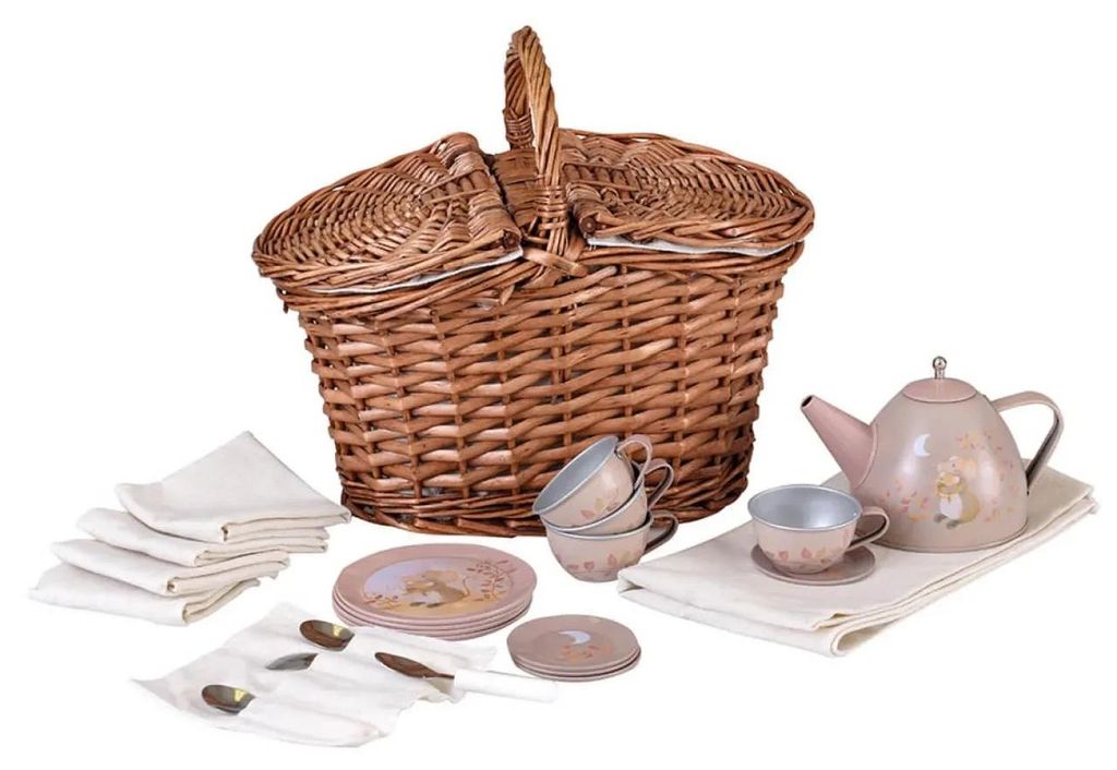 Ensemble de thé dans un panier de pique-nique Souriceau, Image du produit 