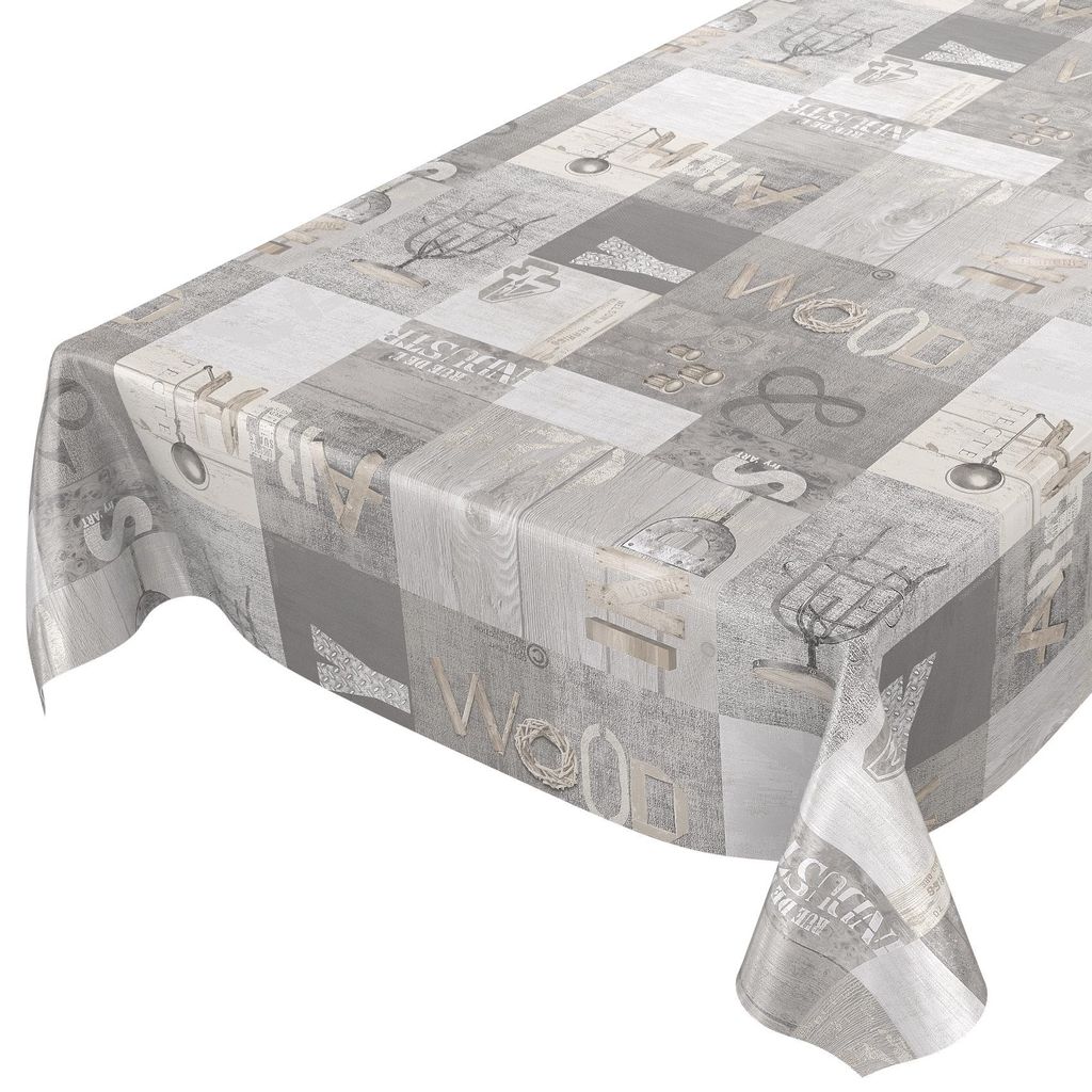 Wachstuchtischdecke abwaschbar wasserabweisend Grau 140 x 260 cm Schnittkante, Hauptbild