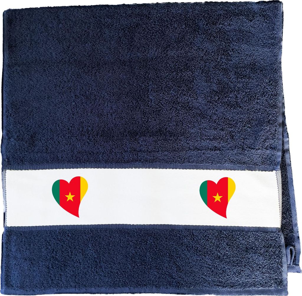 Huuraa Handtuch Kamerun Flagge Herz 50x100cm French Navy Baumwolle Handtuch Geschenkidee