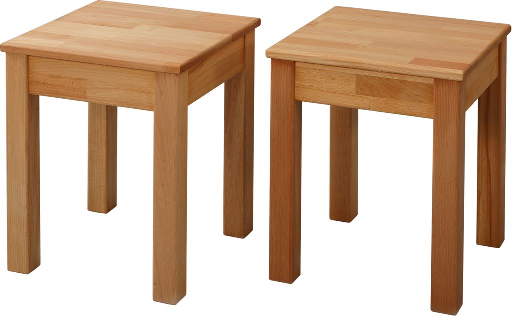 2x Hocker Tomas aus Massivholz in Buche 35x35x45 cm Produktbild 