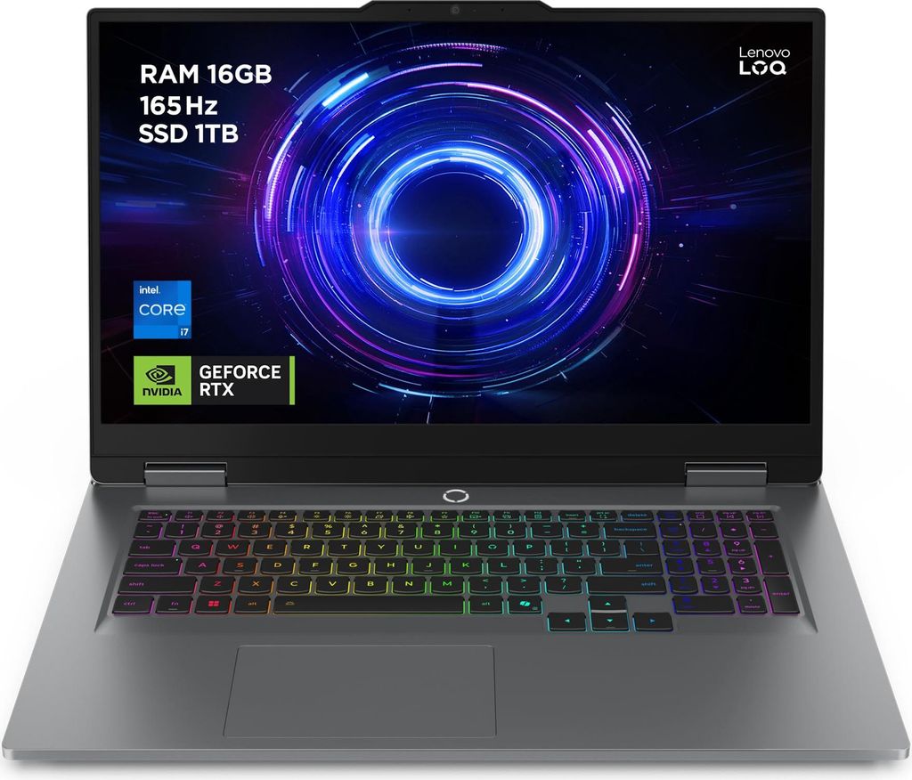 Lenovo LOQ Gaming AI Laptop | 17.3" Full HD 165Hz Display | NVIDIA GeForce RTX 5070 | Intel Core i7-14700HX | 16GB RAM | 1TB SSD | Win11 | QWERTZ |...