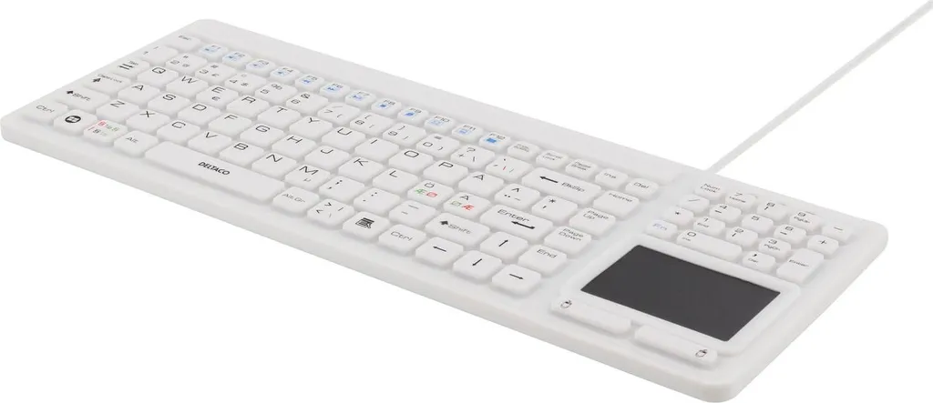 Clavier antibactérien blanc DELTACO IP68 : fini la poussière et l'eau