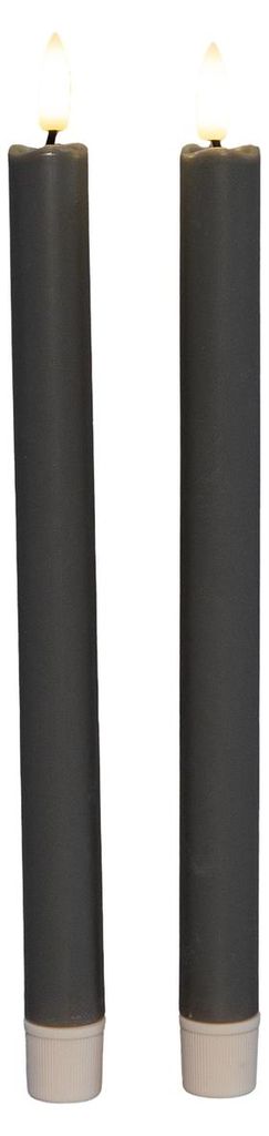 Dinerkaars led 3d vlam met timer 2 stuks h25 cm taupe Productafbeelding 