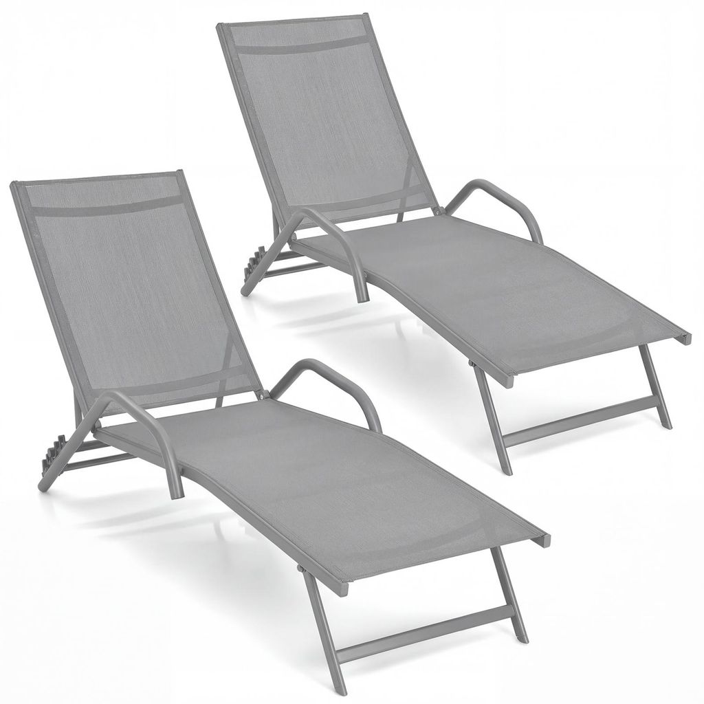 Lot de 2 chaises longues COSTWAY, chaises de jardin avec Image du produit 