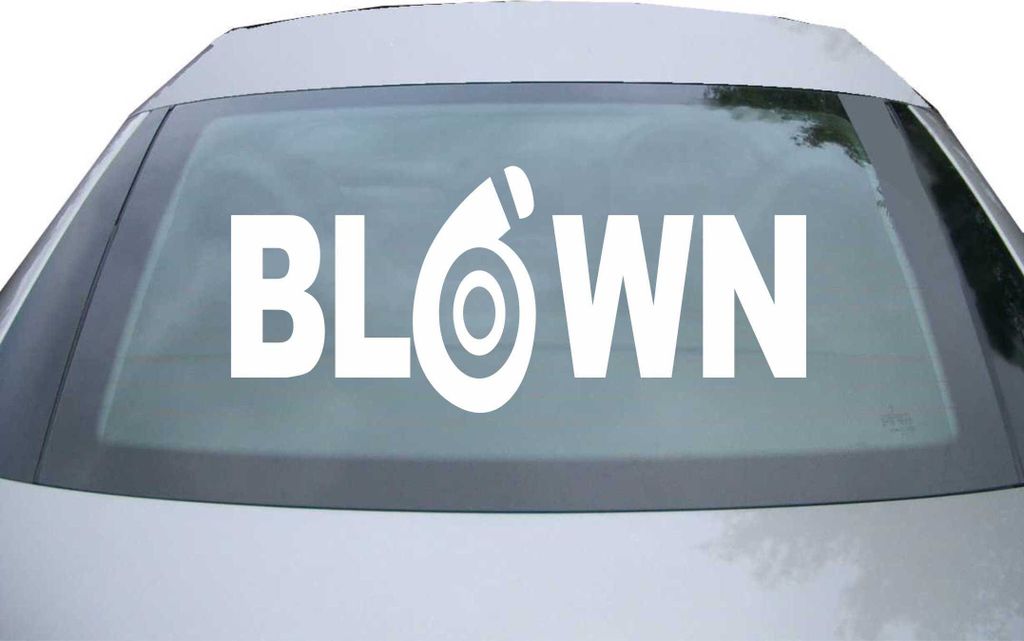 Indigos UG - Aufkleber Heckscheibe & Motorklappe DE6115 - weiß - 600x285 mm - turbo blown - Auto Scheiben Fenster Heckklappe Tuning Racing JDM - D...