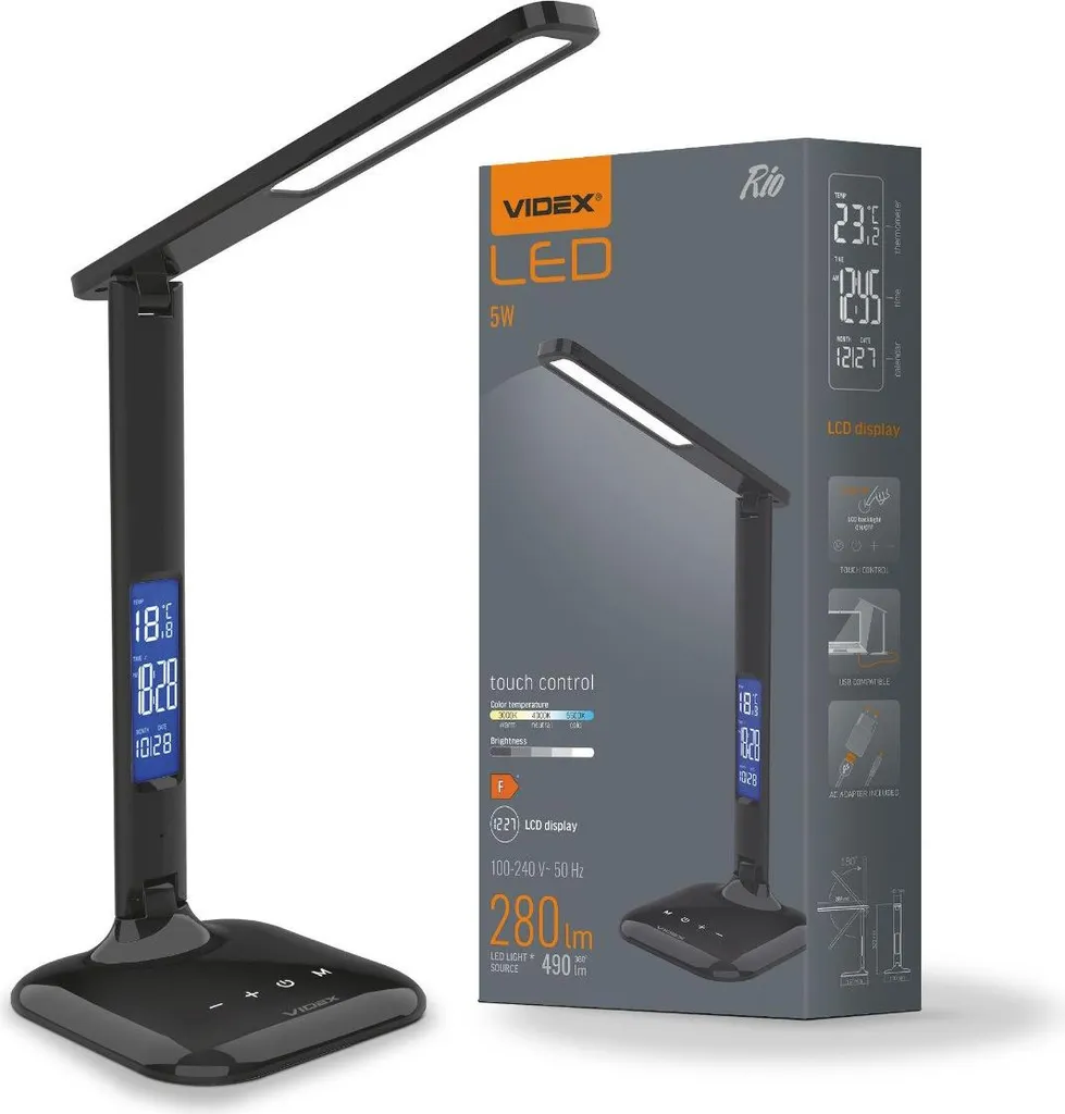Lampe LED Tactile 490 lm avec Variateur et Affichage Digital Videx
