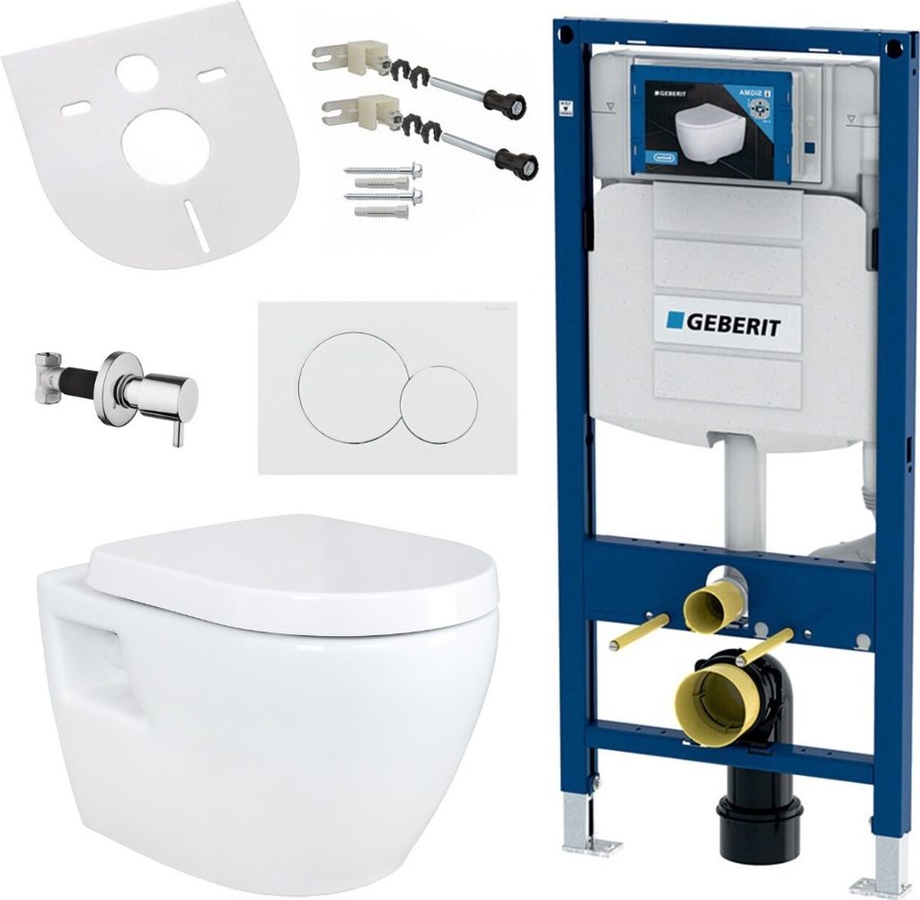 Geberit WC-Komplettset AL5508-SET, mit Vorwandelement & Betätigungsplatte 3/6 L, Wand-WC mit Bidet-Funktion, spülrandloses Keramik-WC, vormontiert