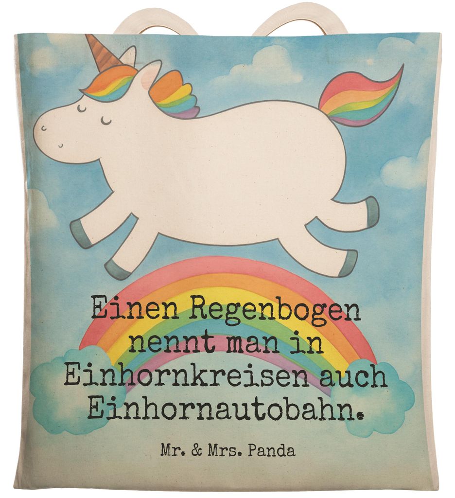 Mr. & Mrs. Panda Tote Bag Einhorn Regenbogen Design - Weiß - Geschenk, Einhornpower, Einhörner, Große Einkaufstasche, Tasche, Beutel, shopping, ...
