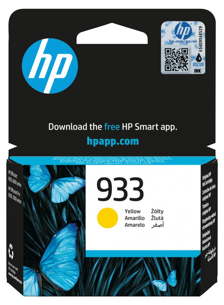 HP Žltá originálna atramentová kazeta 933, Štandardná Obrázok produktu 