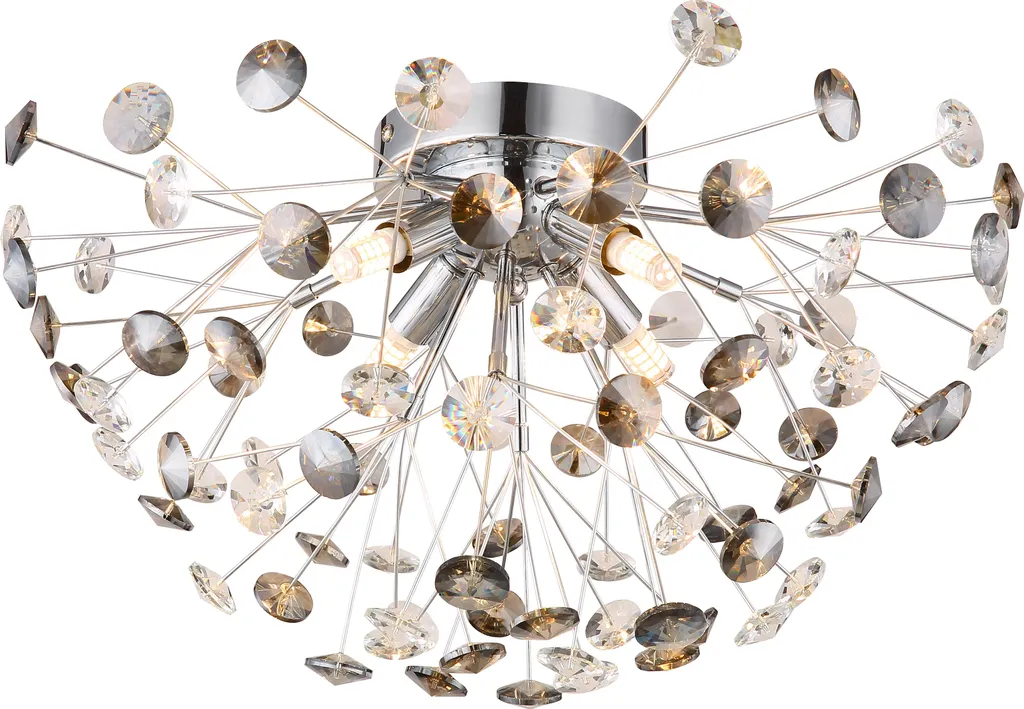 Éclairage de salon design plafonnier LED cristal 45 cm verre fumé gris
