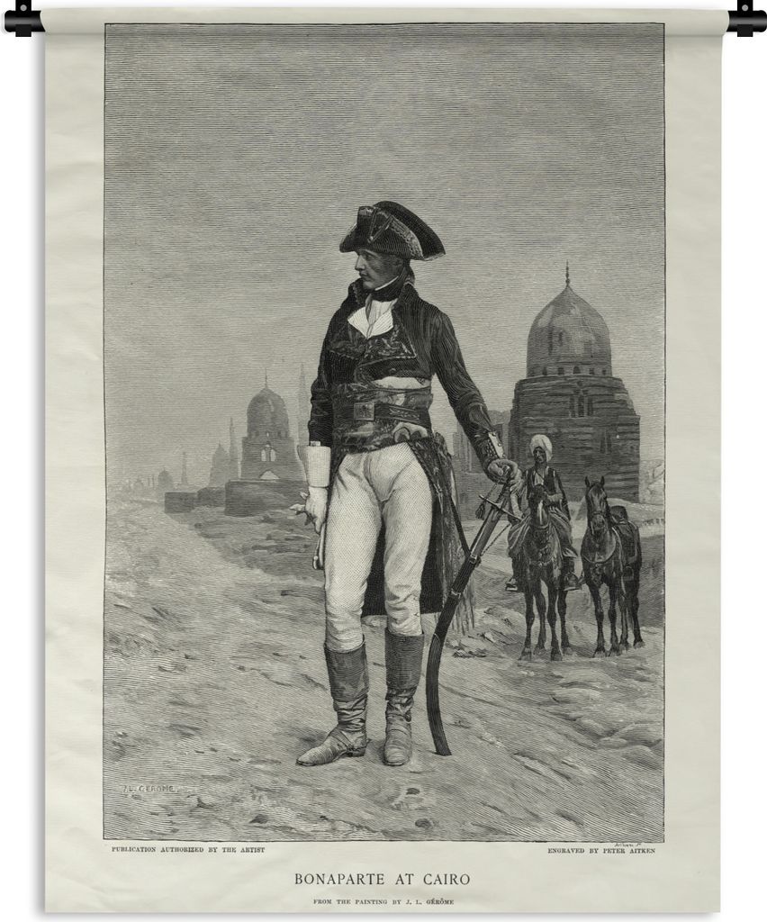MuchoWow Wandteppich Wandbehang Illustration von Napoleon Bonaparte auf einem antiken Display 90x120 cm Tapisserie Dekoration Wandtuch - Wanddeko
