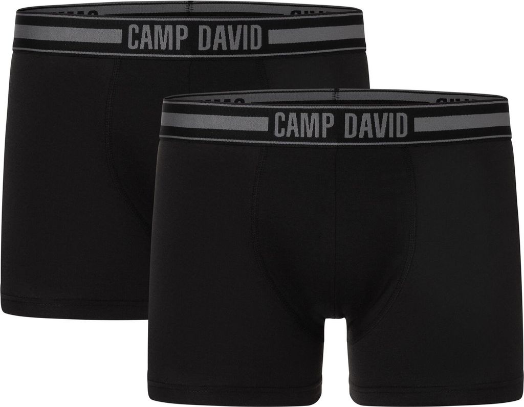 CAMP DAVID Herren Boxershorts, 2er Pack - Comfort Baumwolle Boxershorts 2P, Logo Schwarz XL