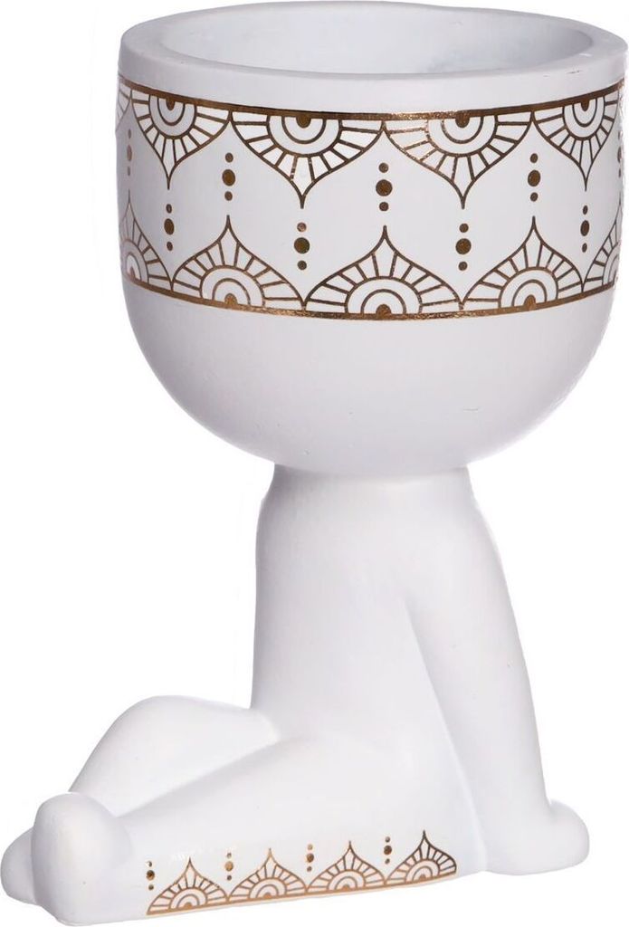 Blumentopf ' Lazy ', aus Keramik, wählbar in Weiß und Grau, Höhe von 12,5cm, in vielen Modellen zur Auswahl | Fauler Blumentopf, Farbe:Weiß, Gr...