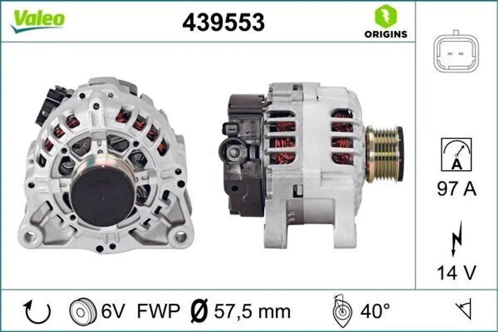 Alternateur de rechange pour Citroën Jumper et Peugeot Boxer 439553
