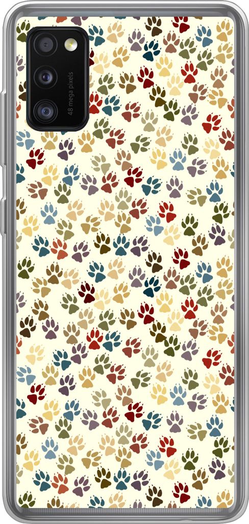 MuchoWow Handyhülle Schutzhülle Hülle für Telefoonhoesje Samsung Galaxy A41 Muster - Hund - Pfoten - Jungen - Mädchen - Kinder - Kind Siliko...
