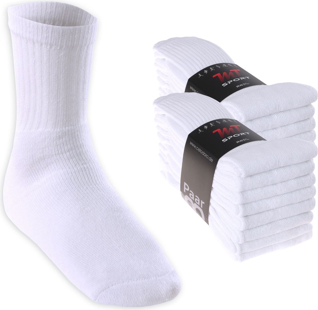 MT Sport- und Freizeitsocken für Damen und Herren (16 Paar) - Tennissocken - weiß