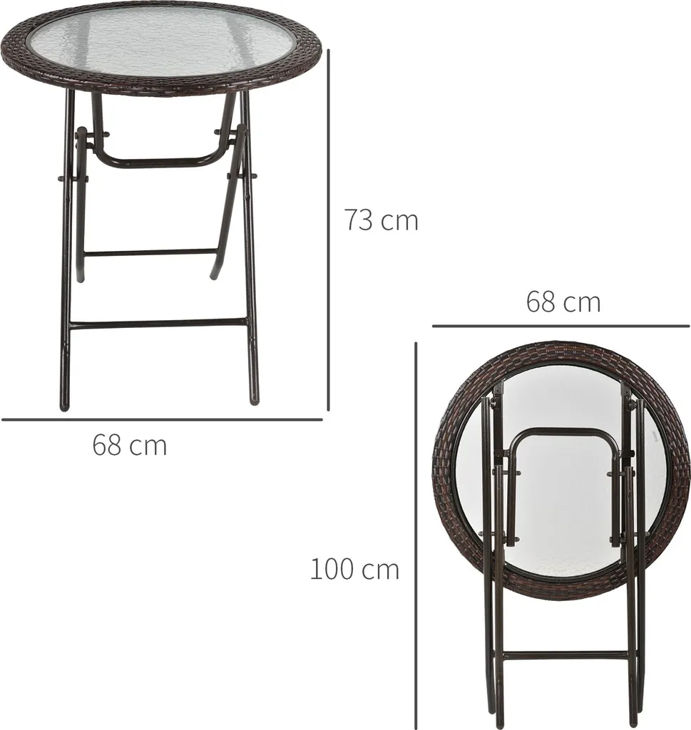 Table pliante robuste Ø68cm : gain de place et stabilité pour extérieur