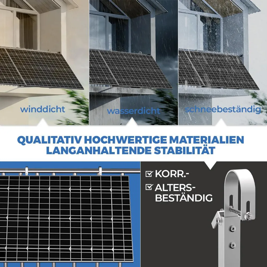 Fixation Solaire sans Perçage pour Balcon - Support Stable 400W à 600W