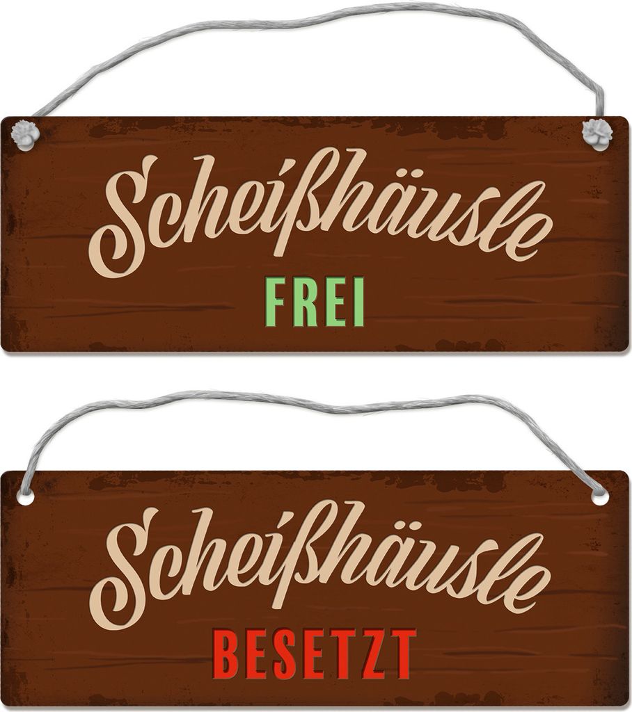 Scheißhäusle frei oder besetzt Wendeschild mit Kordel Schild Türschild Dangler