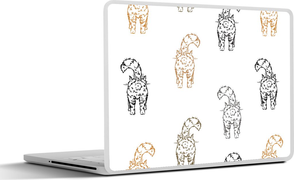 MuchoWow Laptop Aufkleber Sticker Cover Muster - Kätzchen - Katze - Pastell - Mädchen - Kinder - Kind 36.5x27.5 cm - Laptop-Sticker