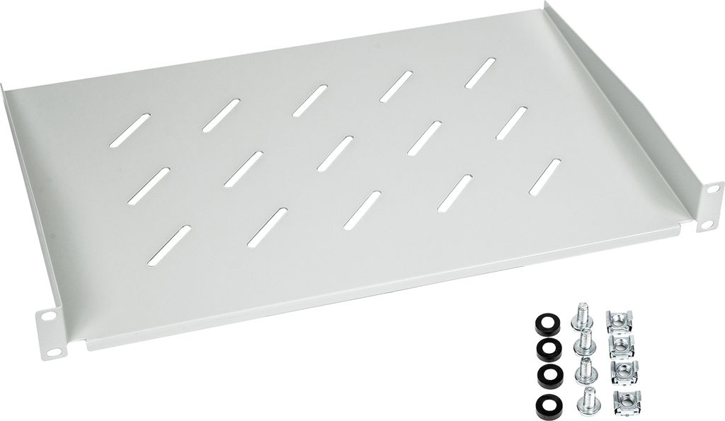 HMF 65499 Fachboden für Serverschrank | 19 Zoll | 1 HE | 300 mm Einbautiefe | Lichtgrau