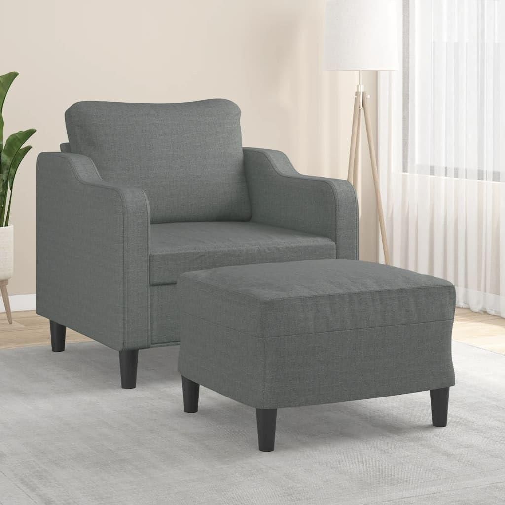 Ciemnoszary fotel z podnóżkiem, szerokość siedziska 60 cm, Zdjęcie produktu 