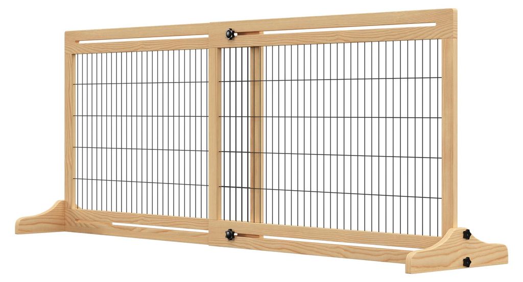 PawHut – dřevěná ohrada pro psy, výsuvná ochranná mřížka do Obrázek produktu 