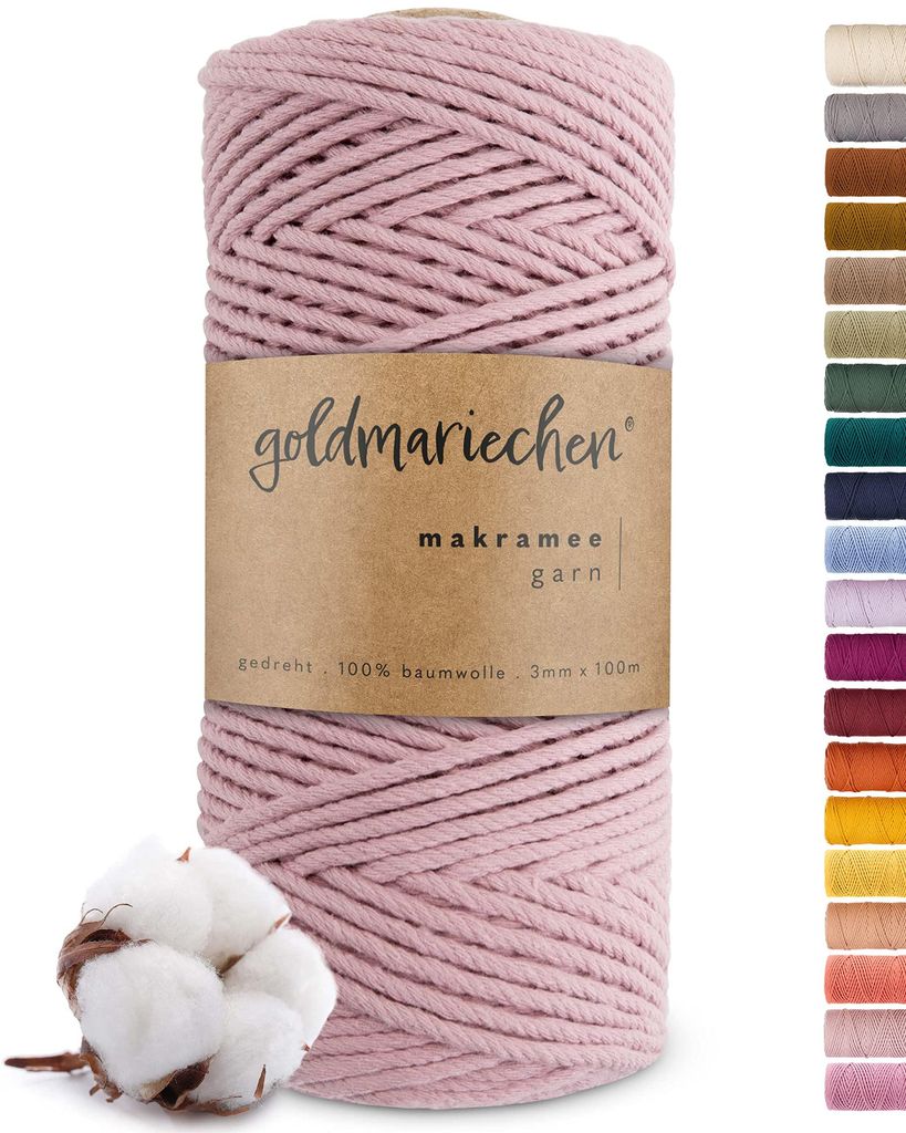 Makramee Garn (Altrosa) 3mm x 100m - 100% Baumwolle - Produktbild 