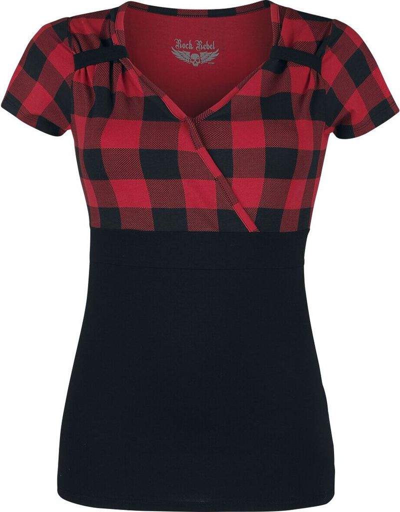 Rock Rebel by EMP Damen schwarz-rot kariertes T-Shirt im Produktbild 