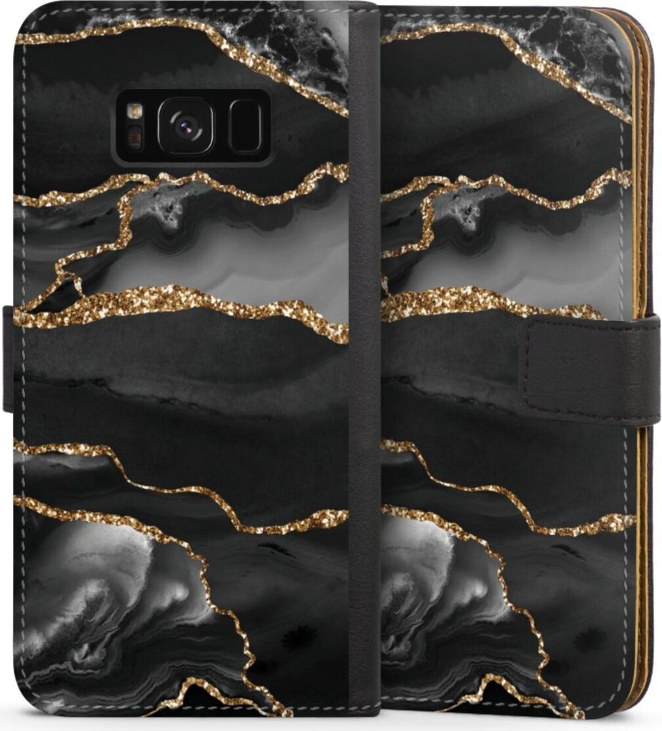 DeinDesign Klapphülle für Samsung Galaxy S8 Plus Handytasche Lederhülle Tasche Glitzer Look Marmor Muster