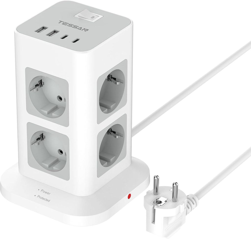 TESSAN 8 Fach Mehrfachsteckdose mit 2 USB C Produktbild 