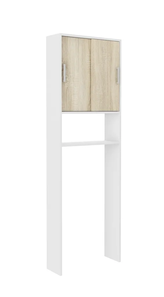 Mobile Sopra Lavatrice AUDREY - Bianco/Rovere - Salvaspazio Bagno