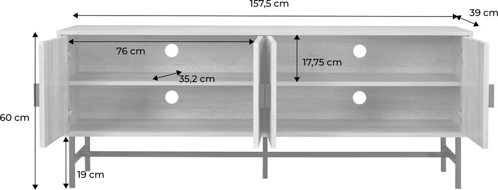 sweeek - TV-Möbel mit geriffeltem Holzdekor 160 cm - Produktbild 6