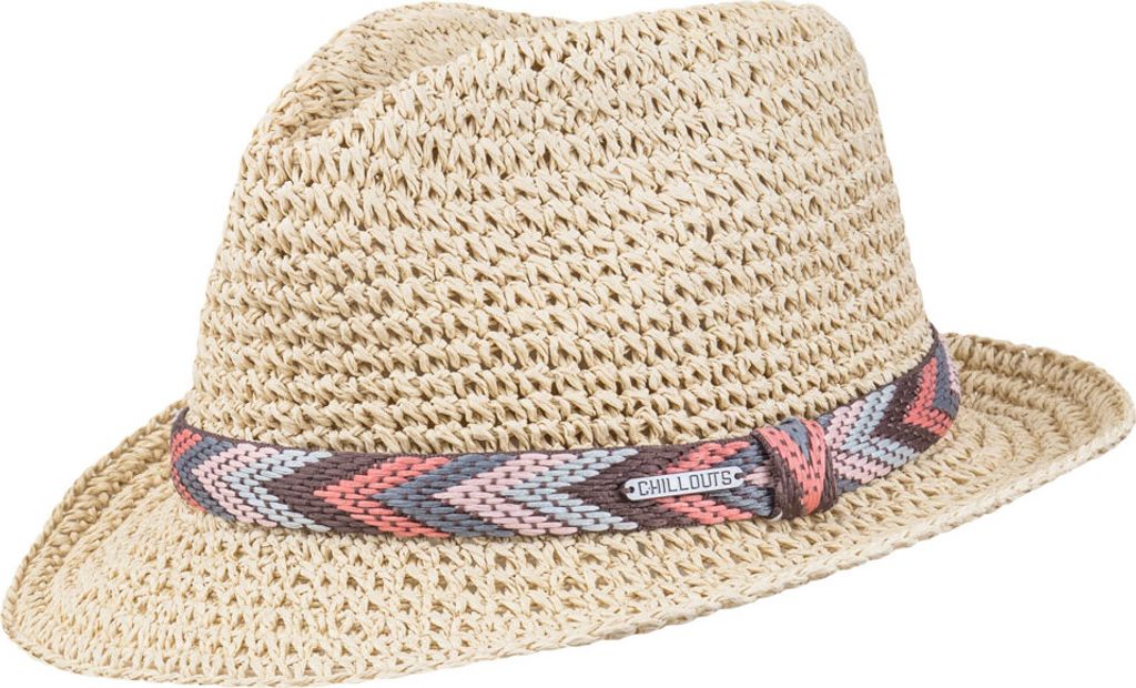 Bosto Trilby Sommerhut – Knitterfreundlich, Mit Farbig Abgesetzter Krempe (Grau-Blau, S/M 55-57 Cm, 100% Polyester)