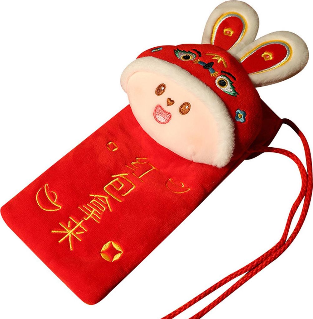 Hase Münztasche Plüsch - Rot, Weich - Schlüsselanhänger, Kindergeschenk & Alltagsbegleiter