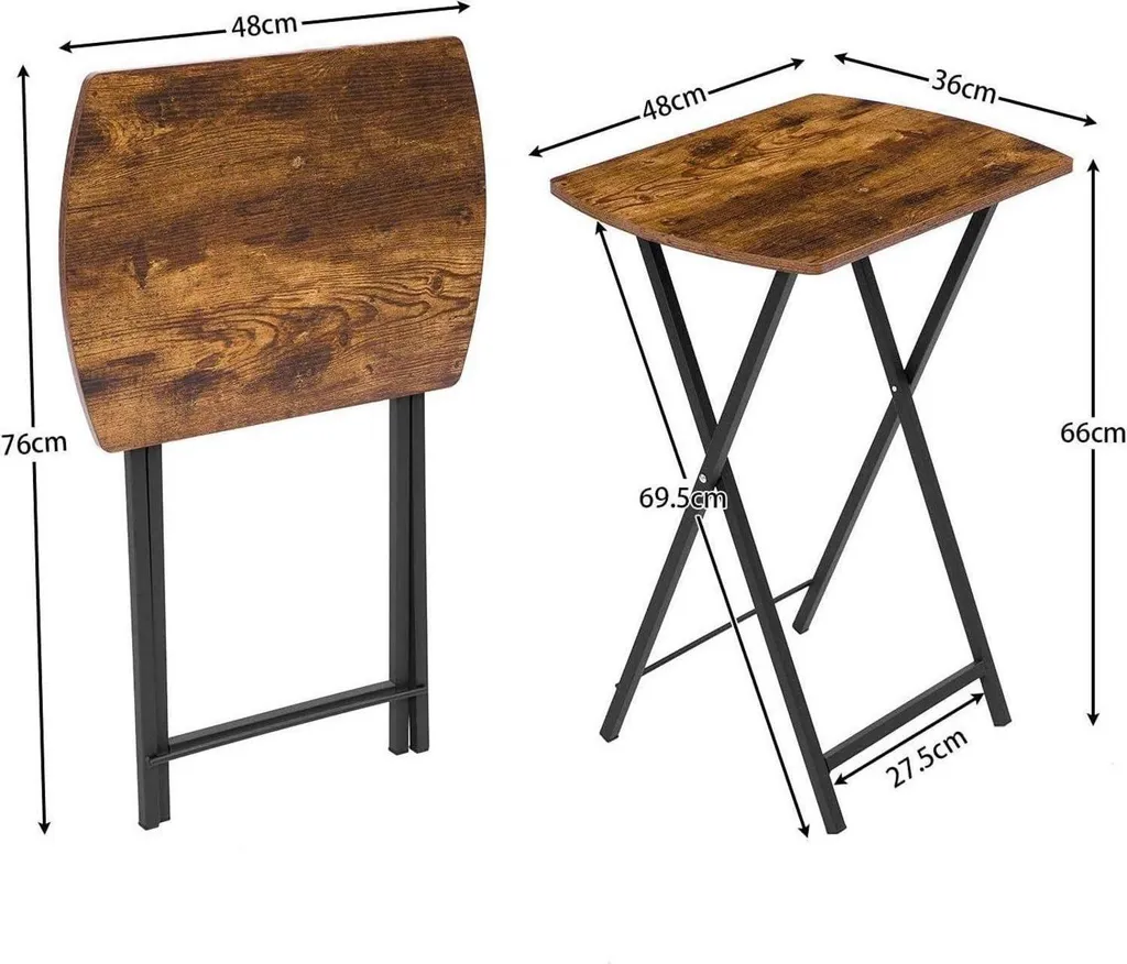 Table de chevet pliante industrielle brun foncé pour chambre - 3