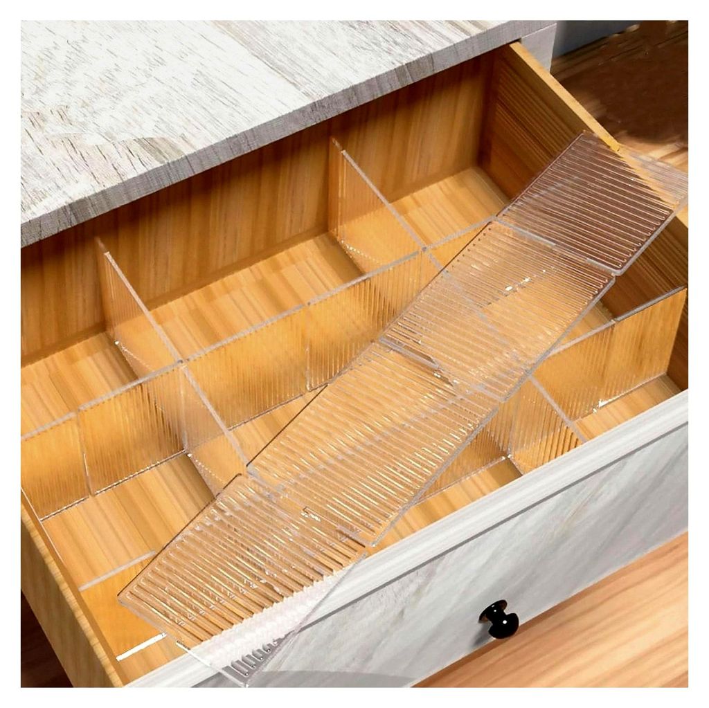 4 Stück Schubladeneinteiler, Verstellbare Schubladentrenner, Transparent Weiß, Für Schrank, Unterwäsche, Socken, DIY Schreibtisch Organizer