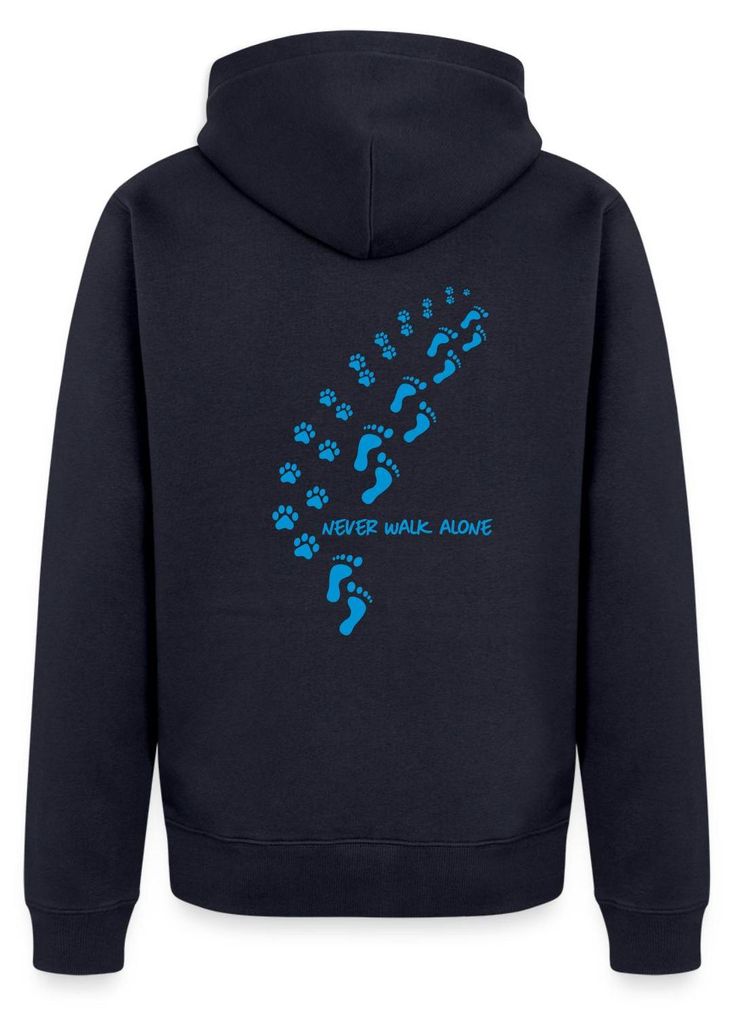 Spreadshirt Never Walk Alone Fußspuren Und Pfoten Kapuzenjacke Herren, M, Navy