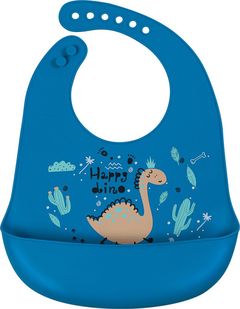 SIMED Silikónový podbradník s vreckom, Blue Dinosaur Obrázok produktu 