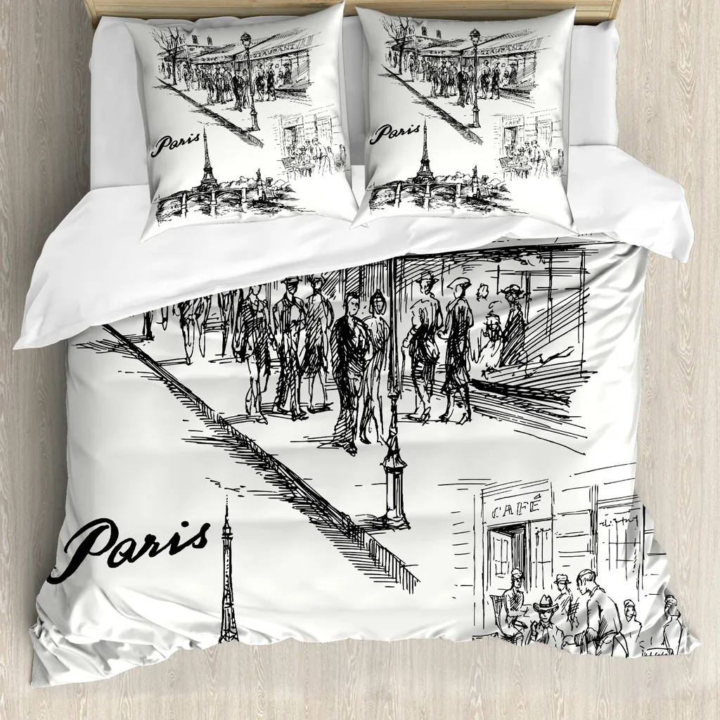 Copripiumino Torre Eiffel Retro Sketchy Paris 155x220 | ABAKUHAUS