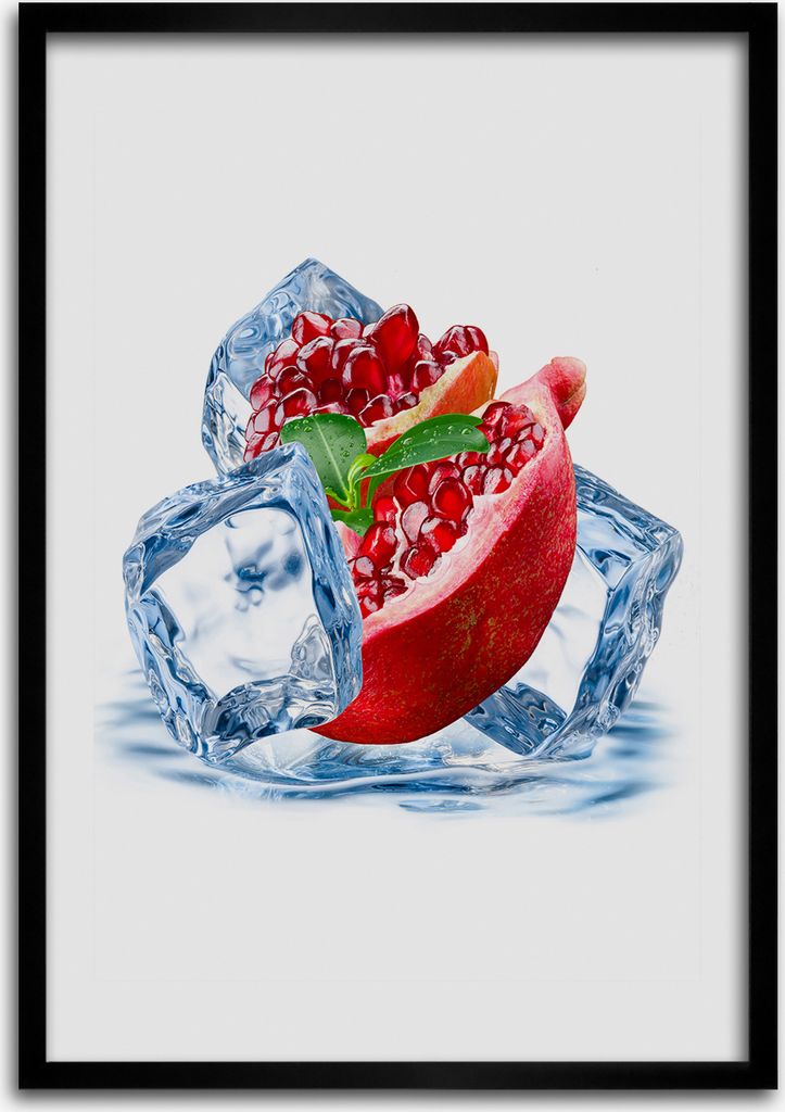 Bild - Bilderrahmen - Foto - 70 cm x 100 cm - MDF - Rahmen - Wandkunst - Granatapfel und Eis