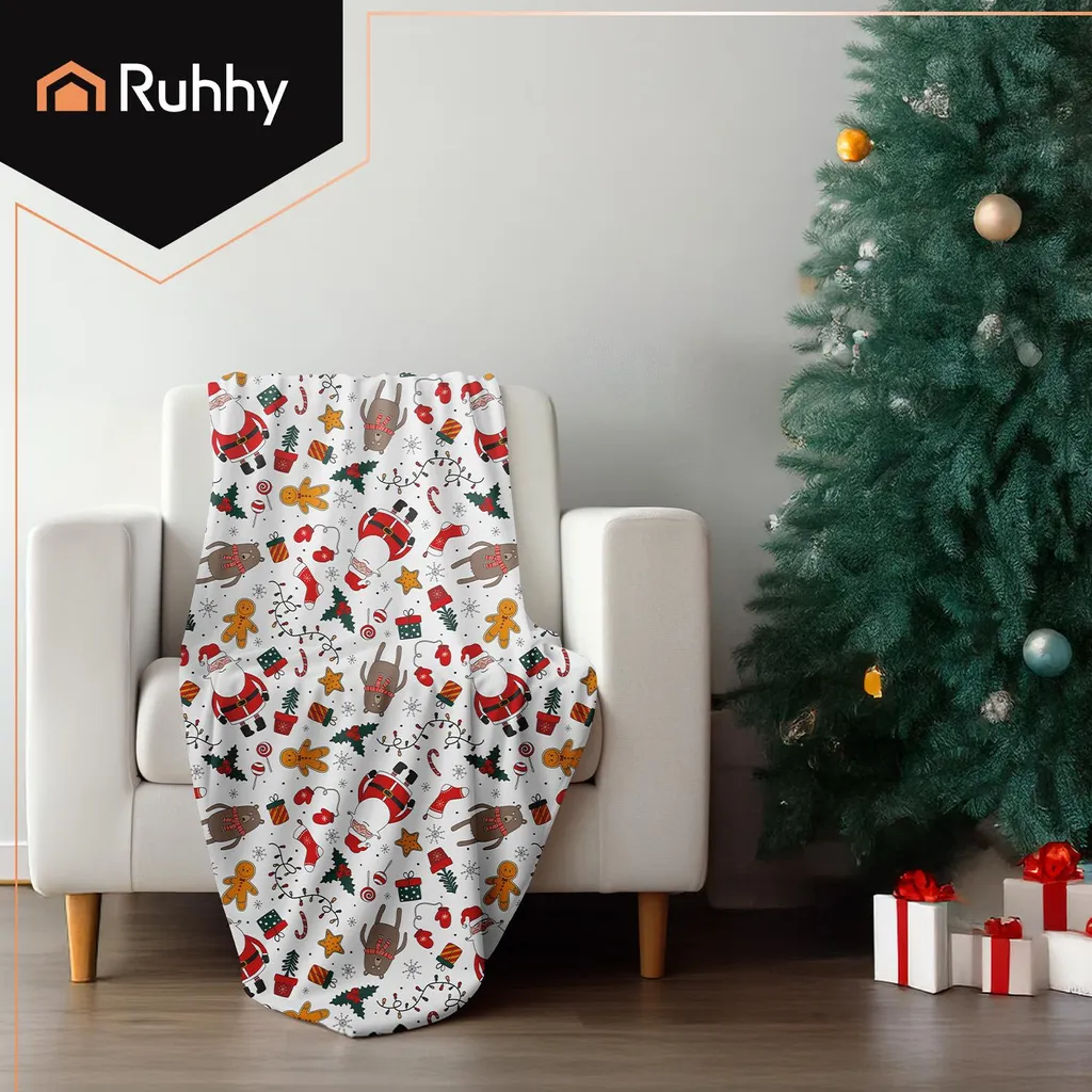 Plaid de Noël Moelleux 150x200 cm Couverture Chaude pour Lit et Canapé