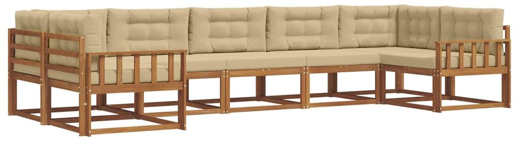 Hochwertigen Möbel Outdoor-Sofa garnitur moderne - Balkonmöbel/Gartenlounge-Set - robust und langlebig - mit Kissen 7 pcs Natur und Beige - Garte...