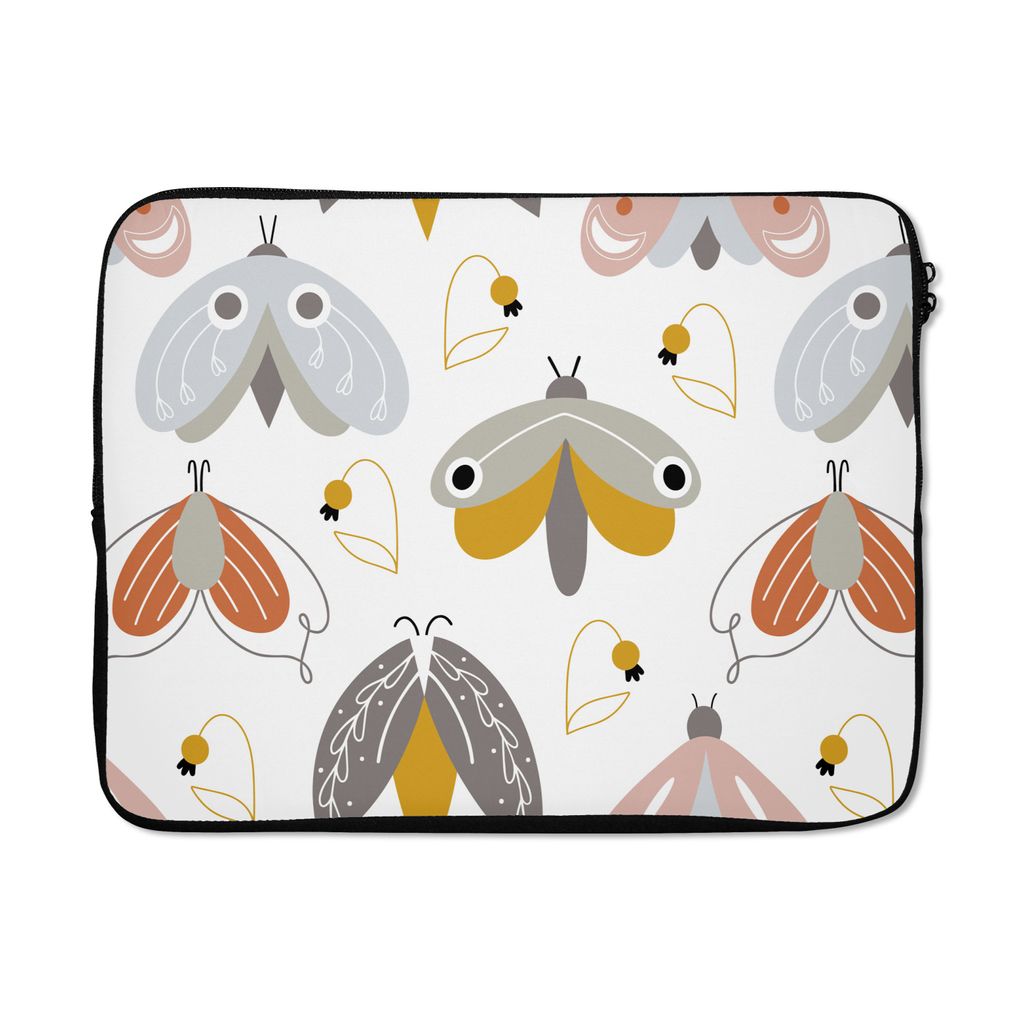 MuchoWow Laptop Hülle 17 Zoll Laptoptasche Muster - Kinder - Mädchen - Insekten - Zipper - Schutzabdeckung